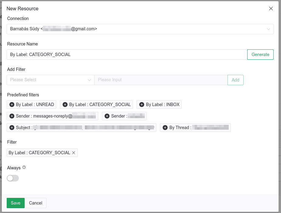 Resource setup